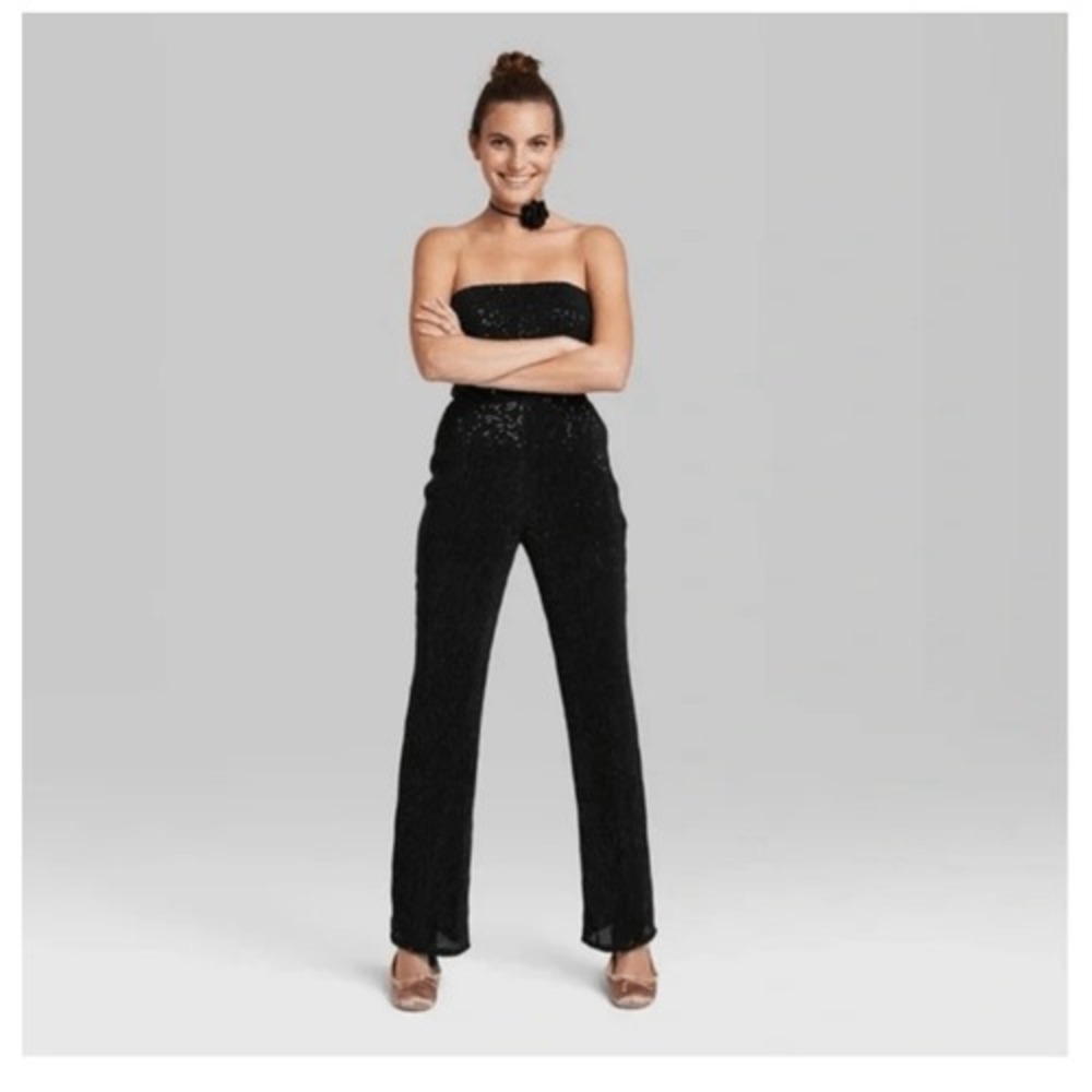 Women's Tube Sequin Mesh‎ Jumpsuit - Wild Fable - BLACK - medium NWT